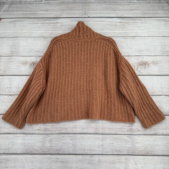 Free People Crop Oversized Boxy Turtleneck Sweater Womens Small Brown Clay - Picture 2 of 12